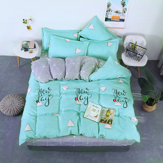 Juego de Sábanas de Algodón Aloe Vera - 4 Piezas para Dormitorio Estudiante Verano - Image 31