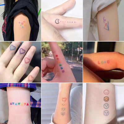 Tatuajes Temporales Adhesivos Carita Feliz Líneas de Colores - Image 10