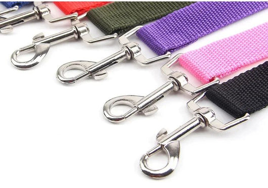 Pink adjustable dog car seat belt with a metal seatbelt buckle and a silver swivel snap hook. - Image 26
