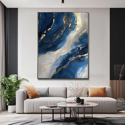 Cuadro Abstracto Dorado y Azul Minimalista - Pintura al Óleo Hecha a Mano con Textura Moderna - Image 21