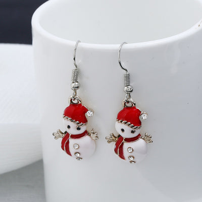 Aretes Navideños Muñeco de Nieve Brillante - Image 5