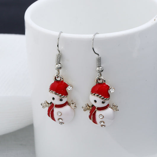 Aretes Navideños Muñeco de Nieve Brillante - Image 5