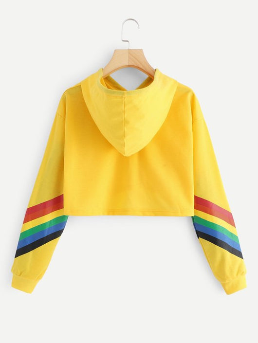 Sudadera con Capucha a Rayas Arcoíris para Mujer - Image 2