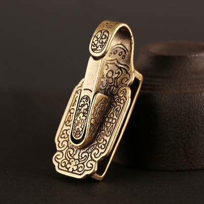 Cinturón con Placa de Jade Vintage para Hombre - Dije y Llavero Elegante