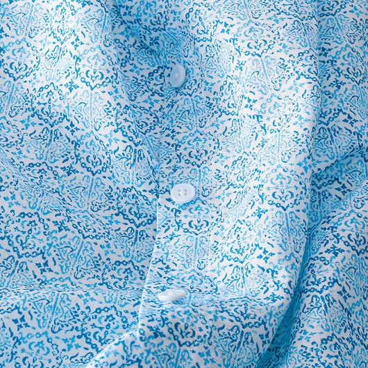 Camisa Casual de Algodón y Lino con Estampado y Cuello Solapa para Hombre - Image 8