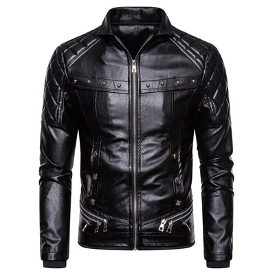 Chaqueta de Cuero Estilo Motociclista con Cuello de Lana Desmontable - Image 2