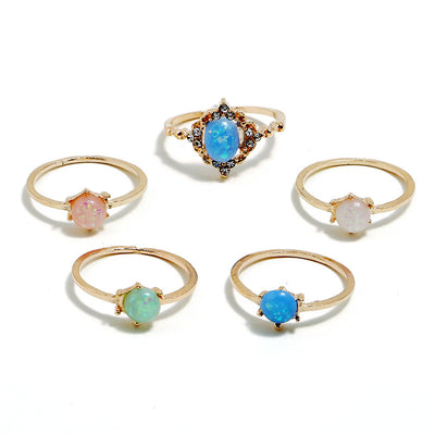 Juego de Anillos de Ópalo Simulado en Colores Candy - Image 5