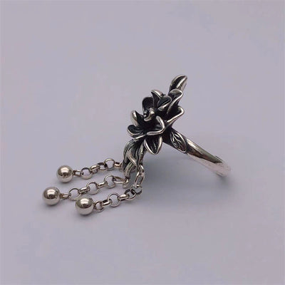 Anillo Floral Retro Tridimensional con Borla - Image 10