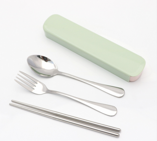 Set de Cubiertos Portátil de Acero Inoxidable con Estuche - 3 Piezas para Viajeros - Image 3