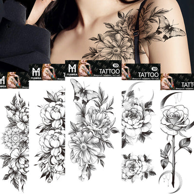 Tatuajes Temporales Floral Impermeables - Diseños Delicados y Duraderos