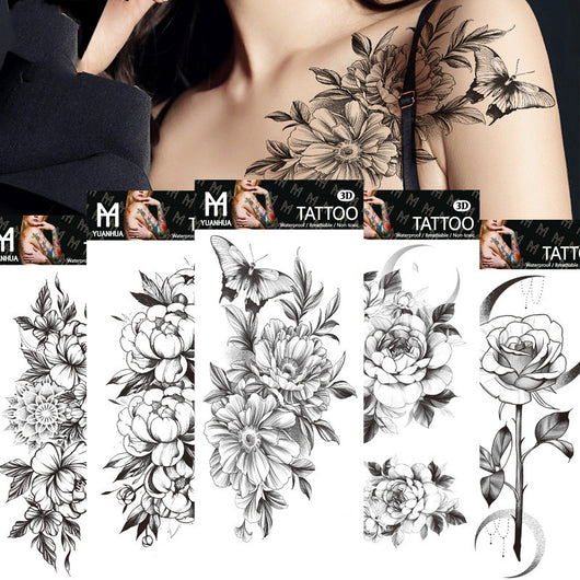 Tatuajes Temporales Floral Impermeables - Diseños Delicados y Duraderos