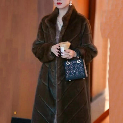 Abrigo de Piel Sintética para Mujer - Elegante Largo Medio Invierno - Image 6
