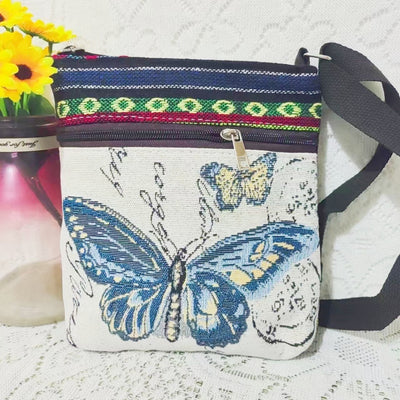 Bolso Bandolera Bordado Étnico con Elefante y Mariposa Estilo Chino - Image 3
