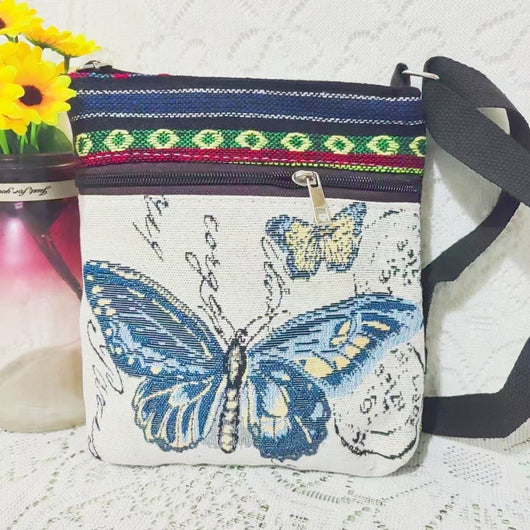 Bolso Bandolera Bordado Étnico con Elefante y Mariposa Estilo Chino - Image 3