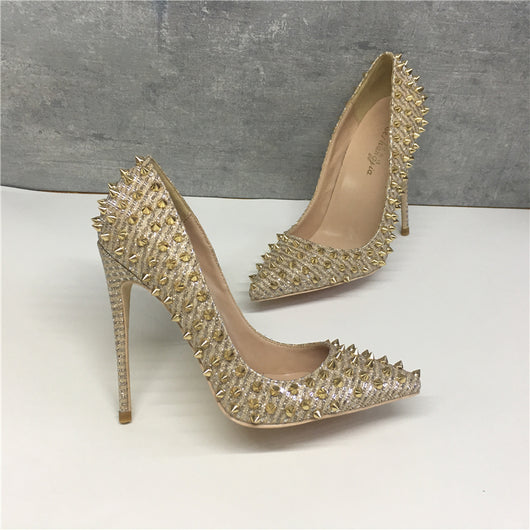 Tacones Altos Dorados para Mujer con Remaches 12cm - Diseño Viral - Image 8
