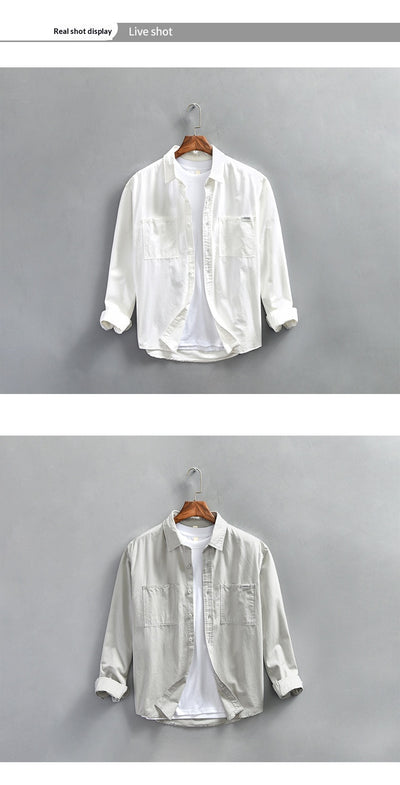 Camisa de Trabajo Minimalista Retro de Manga Larga para Hombre - Image 10