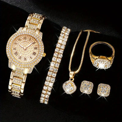 Conjunto de 5 Relojes de Moda para Mujer con Diamantes y Cuarzo Romano - Image 14