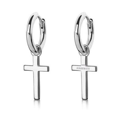 Aretes de Plata 925 Estilo Europeo Americano con Cruz Pequeña - Image 4
