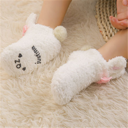 Calcetines de Bebé Niña Coral Fleece Suave con Diseño de Conejito - Image 2