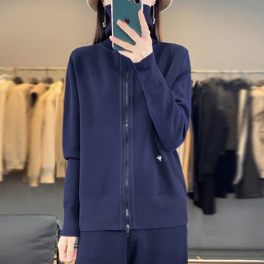 Cardigan de Mujer con Cuello Solapa y Cierre de Cremallera - Image 2