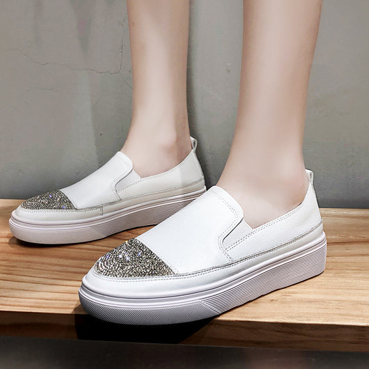 Zapatos Blancos Plataforma Slip-on de Cuero para Mujer - Versátiles y Cómodos - Image 7