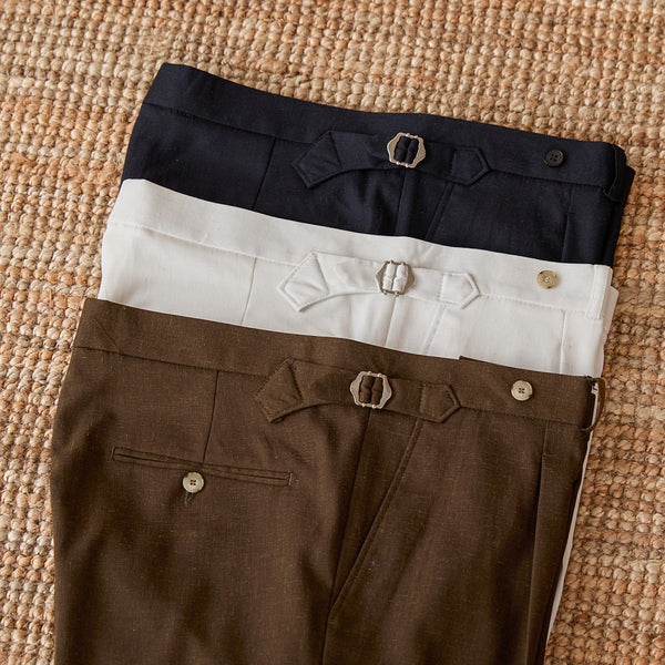 Pantalones Retro Slim-fit de Lino Mezclado para el Verano