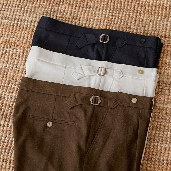 Men's Slim-fit Retro Linen Blend Summer Trousers
