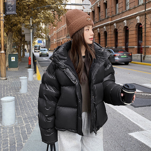 Chaqueta Puffer Corta Marrón Maillard para Mujer - Image 2