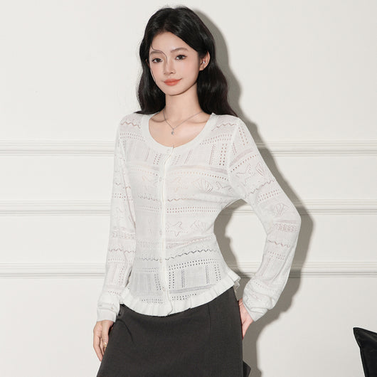Cardigan de Punto Largo con Diseño Calado - Image 4