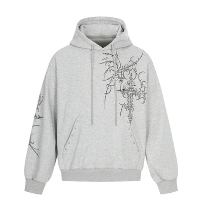 Sudadera con Capucha Retro Estilo Europeo Americano con Tachuelas Cruzadas para Hombre - Image 8