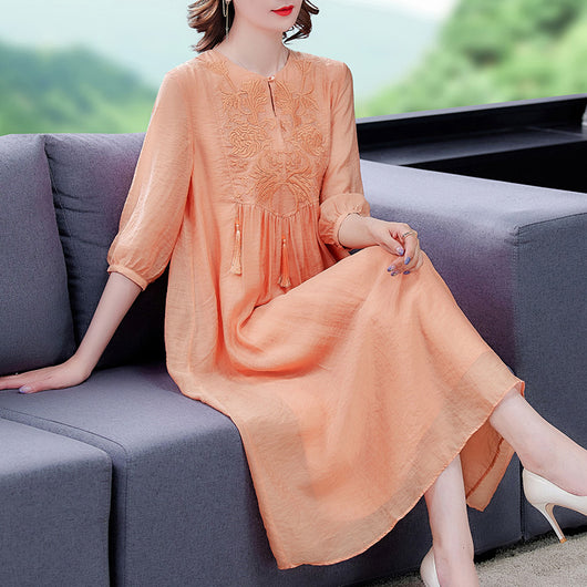 Vestido Elegante Estilo Occidental para Verano - Diseño Moldeable que Disimula - Image 8