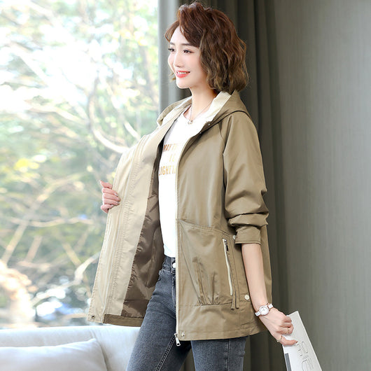 Chaqueta Trench Hooded Coreana Casual Midi para Mujer - Image 7