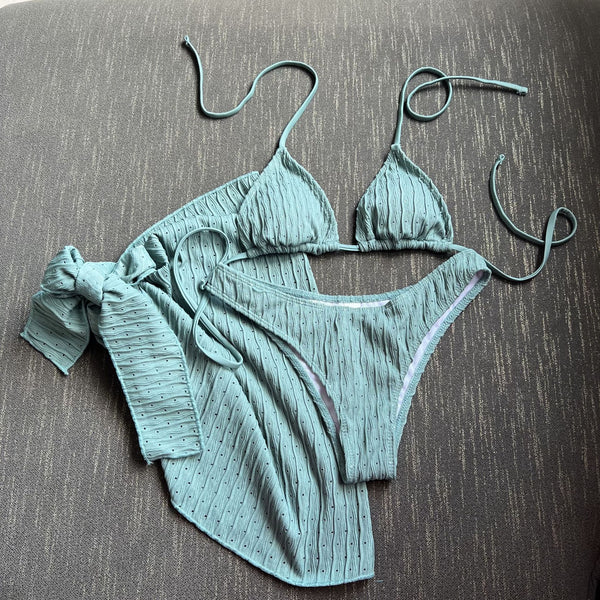 Bikini Espalda Descubierta con Cordón Ajustable