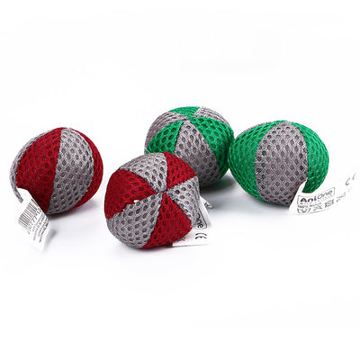 Four mesh catnip toy balls, two red and gray, two green and gray, with visible product tags. - Image 7
