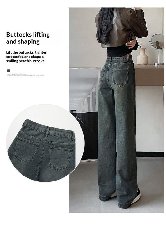 Jeans Cintura Alta Gris Cemento Corte Recto Efecto Adelgazante - Image 9