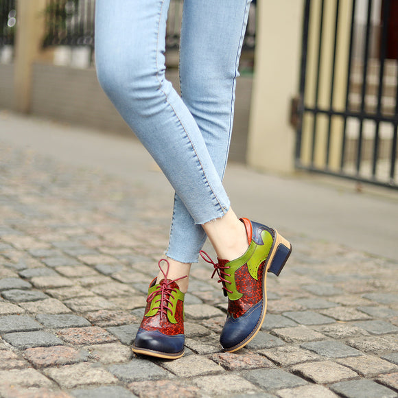 Zapato Casual Retro Étnico con Costura College