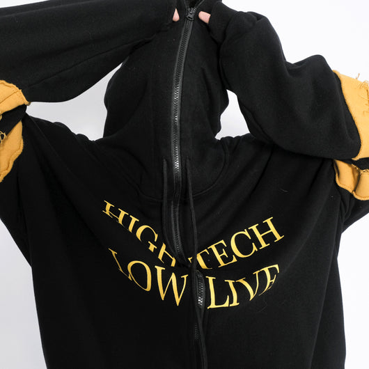 Chamarra Hoodie Suelta con Estampado Patchwork para Hombre - Image 7