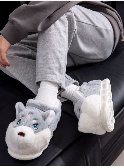 Pantuflas Husky Cartoon de Algodón Puro para Hombre - Cálidas y Cómodas para Invierno - Image 18