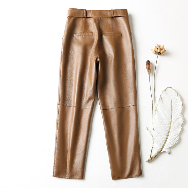 Pantalones de Cuero Cintura Alta