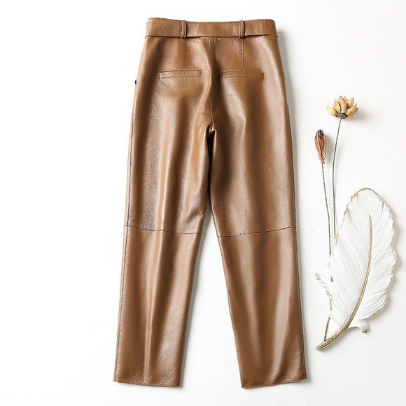 Pantalones de Cuero Cintura Alta