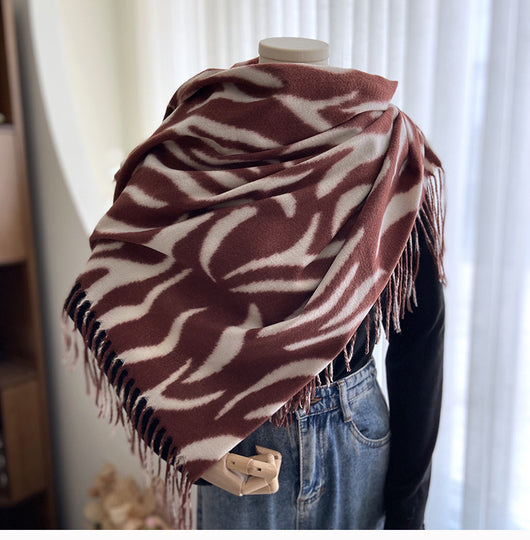 Pashmina Estampada con Rayas y Borlas - Lujo y Calidez - Image 29