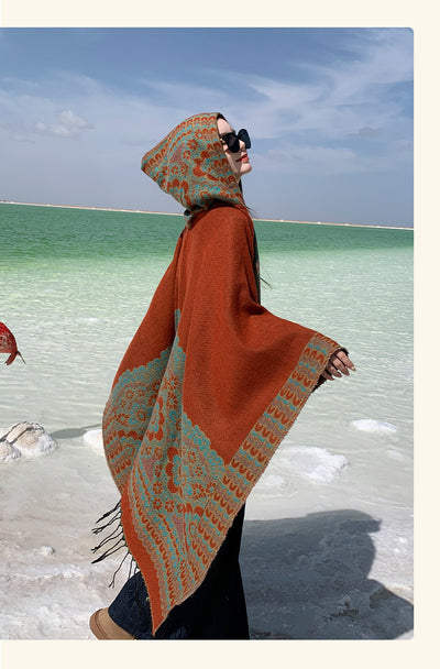 Poncho Étnico Desértico de Cashmira Artificial para Otoño e Invierno - Image 20