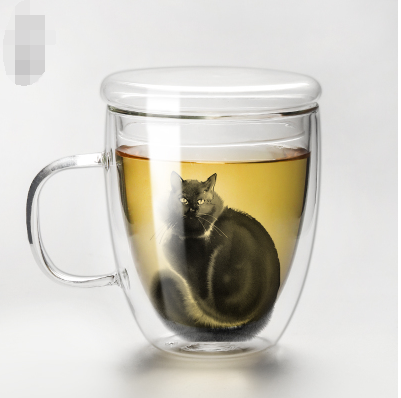 Taza Térmica de Vidrio Soplado con Diseño de Gato - Doble Aislamiento - Image 6
