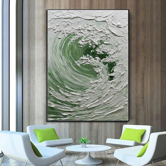 Cuadro Abstracto Olas del Océano Nórdico - Pintura al Óleo sobre Lienzo para Sala y Oficina - Image 2