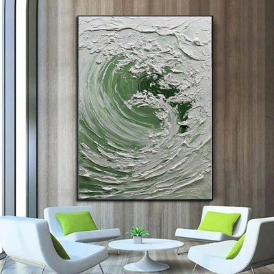 Cuadro Abstracto Olas del Océano Nórdico - Pintura al Óleo sobre Lienzo para Sala y Oficina - Image 2
