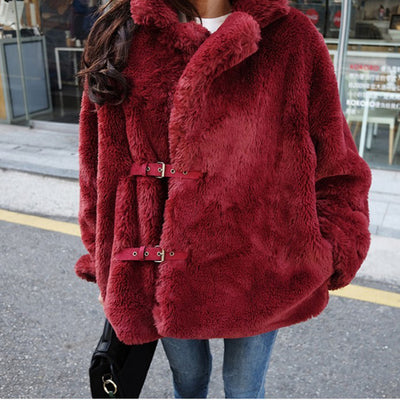 Abrigo de Piel de Conejo Coreano para Mujer - Chaqueta Corta Peluda Cálida de Invierno - Image 4
