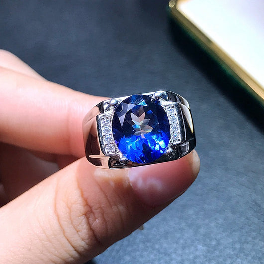 Anillo de Tanzanita Natural y Topacio para Hombre - Image 9