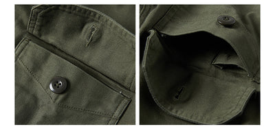 Camisa de Trabajo Algodón Satinado Verde Oliva para Hombre - Image 11
