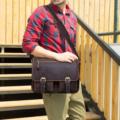 Bolsa Cruzada de Cuero Crazy Horse Estilo Retro para Hombre - Image 5