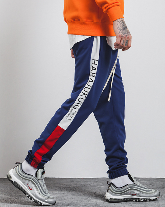 Pantalones Casuales Elásticos para Hombre con Rayas Laterales y Letras de Primavera - Image 2
